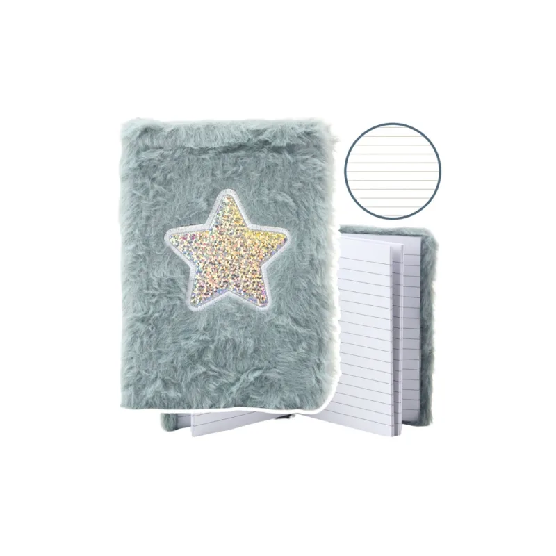 Pliušinė užrašų knygutė Shiny Star Grey A6, 80 lapų · 1