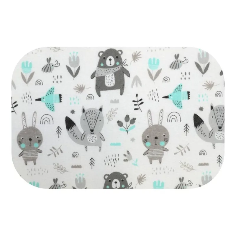 Sauskelnės - 27039 - FLANNEL PRINT - EGA - FOREST ANIMALS - MINT - dydis 70x80 cm · 1