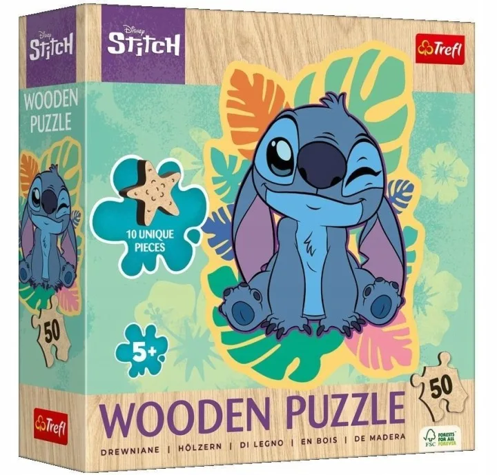 Medinė dėlionė „50 detalių – Linksmasis Stitch“ Trefl · 1