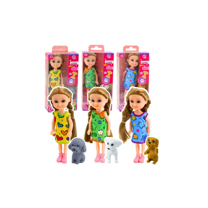 Mini lėlių rinkinys su suknele ir šunimi 14,5 cm Mišinys · 1