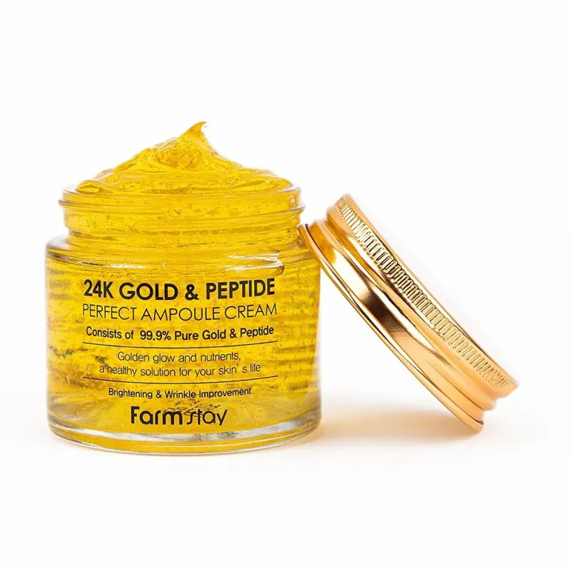 Farm Stay 24K Gold & Peptide Perfect Ampoule Cream – veido kremas brandžiai odai · 2