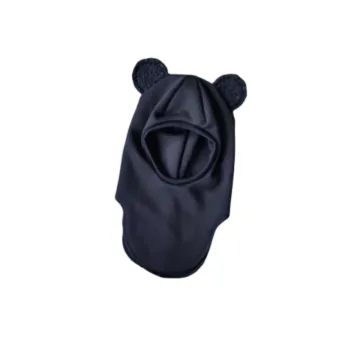 Dvisluoksnis pavasarinis vaikiškas šalmukas su Teddy ausytėmis, pasiūtas iš medvilninio tampraus trikotažo