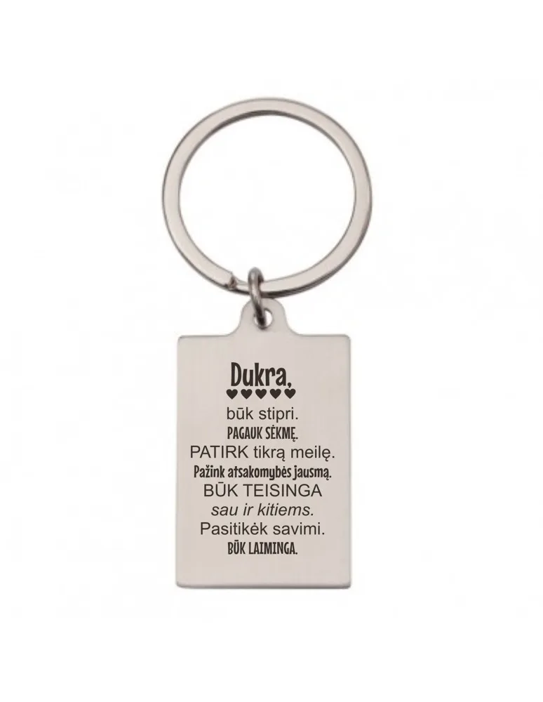 Metalinis raktų pakabukas „Dukra, būk stipri“