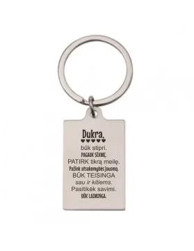 Metalinis raktų pakabukas „Dukra, būk stipri“