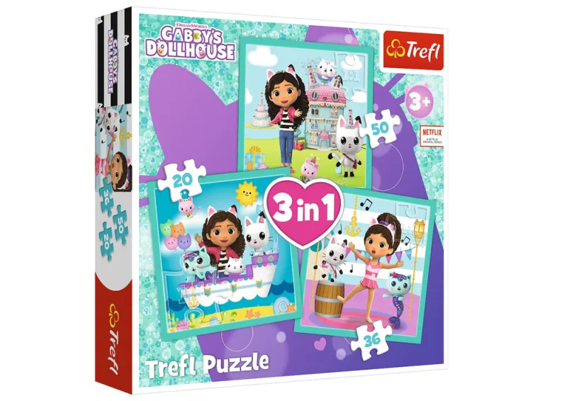 Trefl Gabby’s Dollhouse 3in1 dėlionė · 1