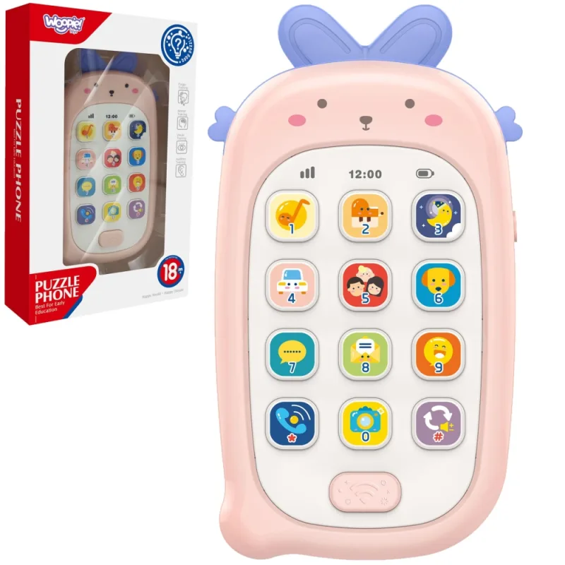Interaktyvus telefonas su garsais WOOPIE BABY rožinis · 1
