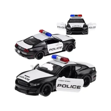 Metalinis policijos automobilis Ford Shelby GT350 mastelio 1:32 žibintų švyturėliai ZA4610