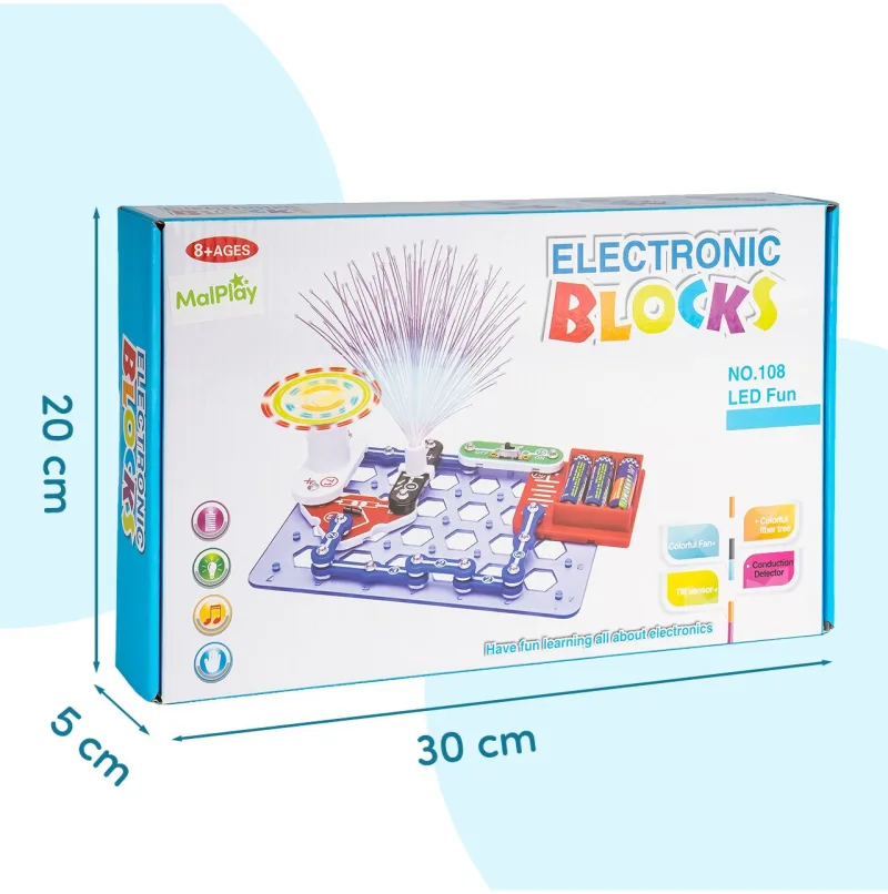 Mažas elektronikos rinkinys vaikams, elektros grandinėms, LED eksperimentams, 8+ · 2