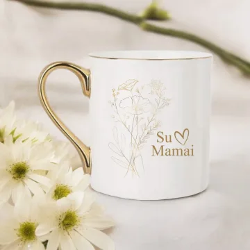 Porcelianinis puodelis su gėlėm „Su meile, Mamai" 300ml