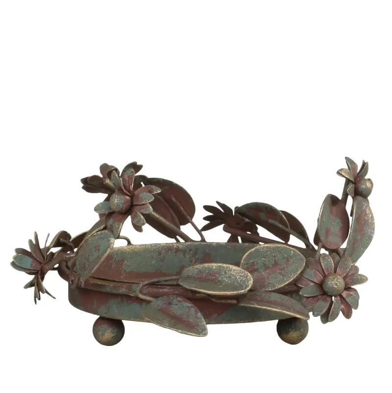 Sendintos žalvario žvakidė su lapais — H5/D9 cm