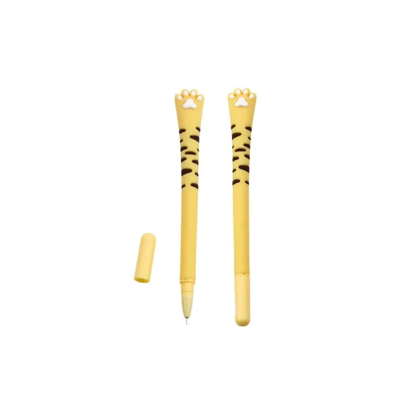 Gelinis rašiklis "Cat Paw" Mėlynas dangtelis su geltonomis juostelėmis 16,5 cm · 2