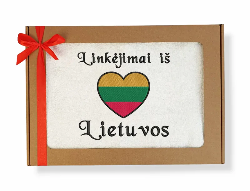 Siuvinėtas rankšluostis „Linkėjimai iš Lietuvos“