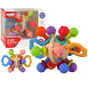 Minkštas barškutis 2in1 WOOPIE BABY sensorinis žaislas kūdikiams 0m+