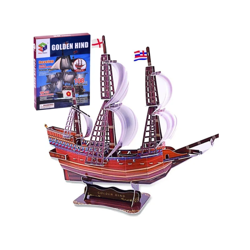 3D erdvinė dėlionė laivas Golden Hind ZA2600, 108 dalių · 1