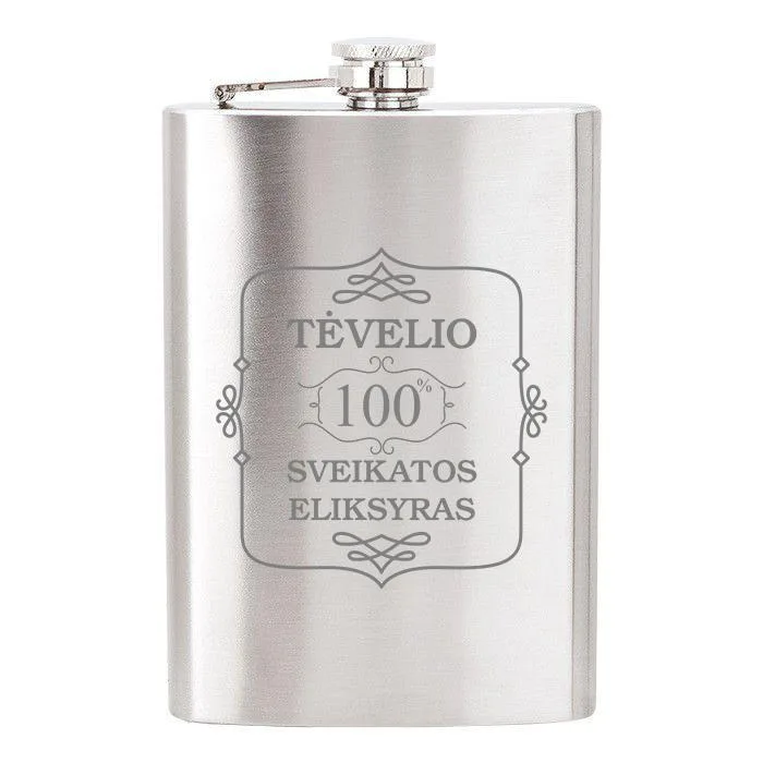 Metalinė gertuvė (fleškutė) „Tėvelio sveikatos eliksyras“