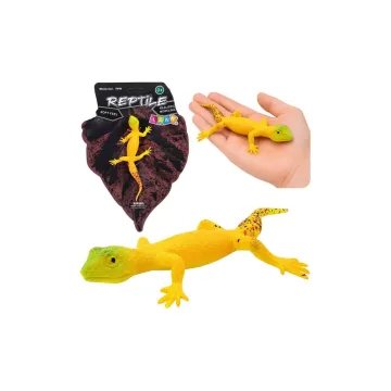 Auksinis gekonas – elastinga, realistiška guminė figūrėlė, roplys, 15,5 cm