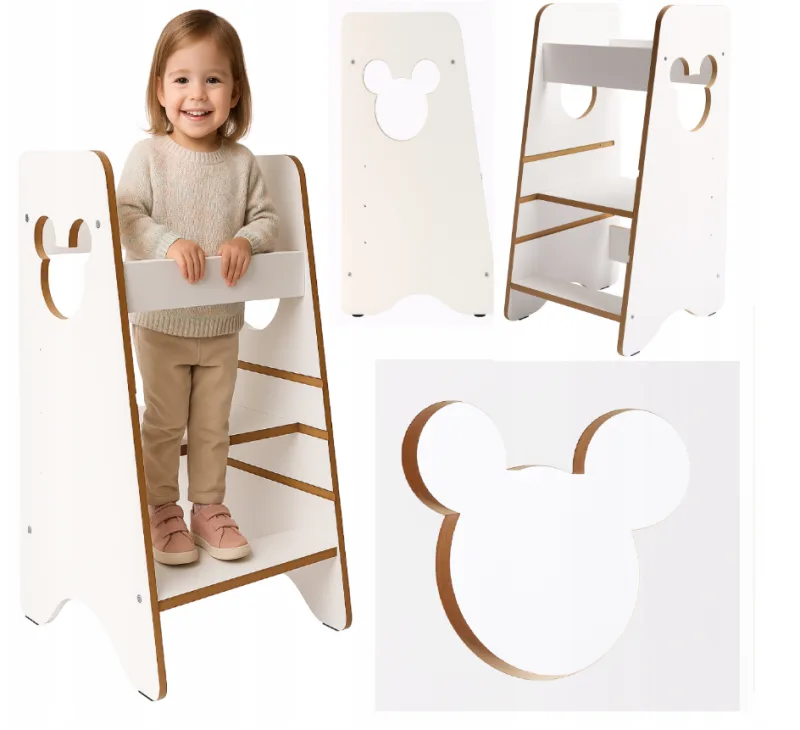 Montessori virtuvės pagalbininkas MIKI, baltas, reguliuojamas · 1