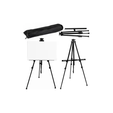 Metalinis trikojis reguliuojamas tapybos molbertas lauke, su dėklu, juodos spalvos, 158 cm