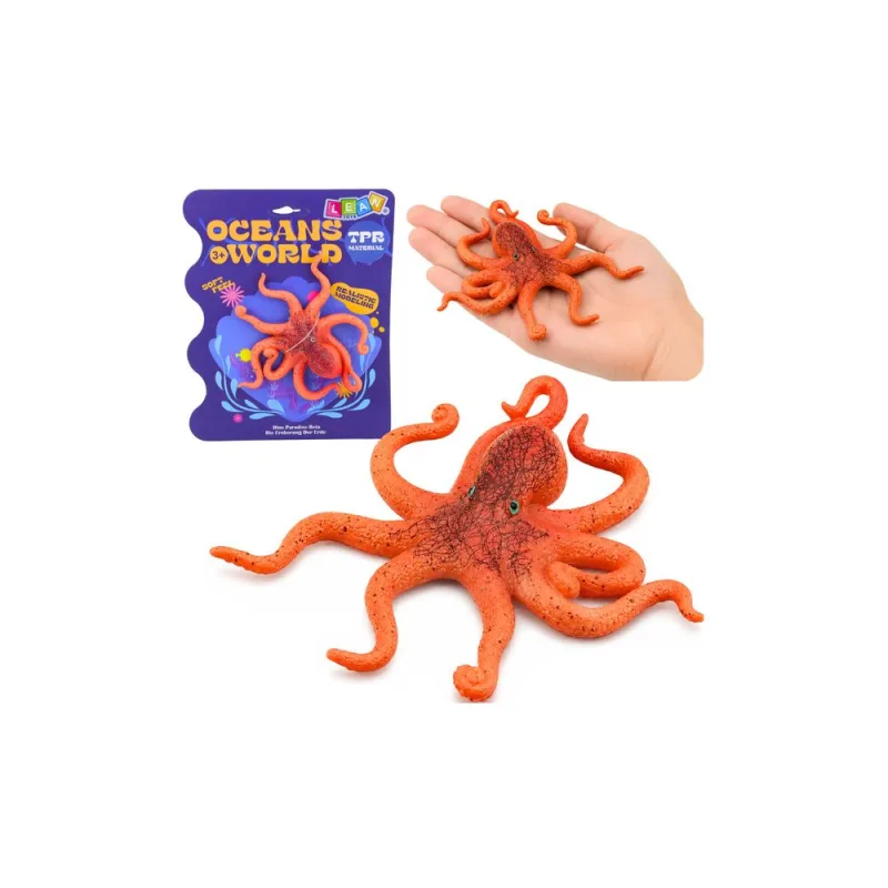 Guminė figūrėlė „Aštuonkojis“ – tamprus, realistiškas jūros gyvūnas, 12 cm · 1
