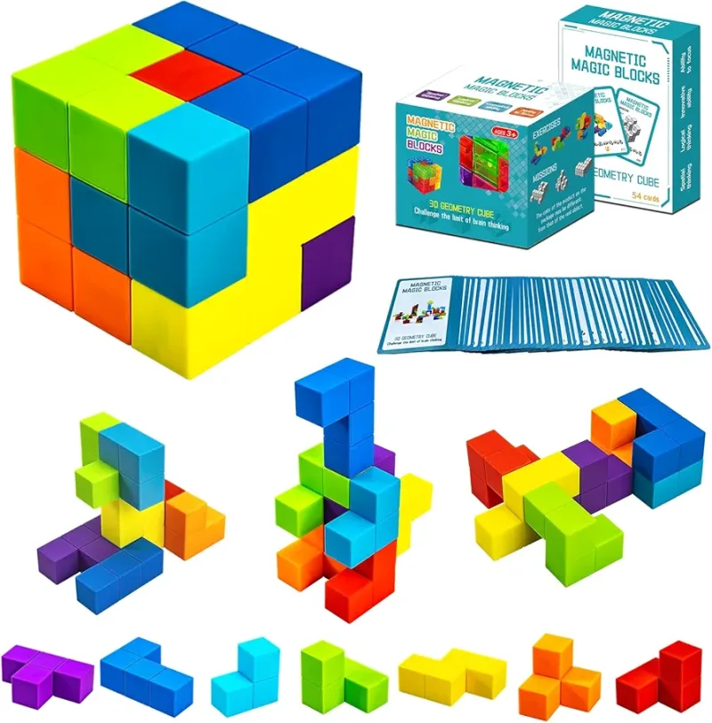 Magnetinių 3D kaladėlių dėlionė kubas su kortelėmis · 1