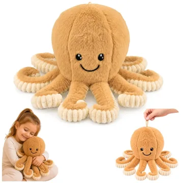 Pliušinis aštuonkojis su elastingais čiuptuvais 30 cm, smėlio spalvos