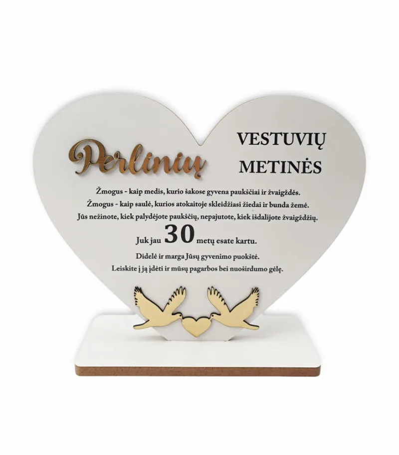 Pastatoma širdis „Perlinių vestuvių metinės“