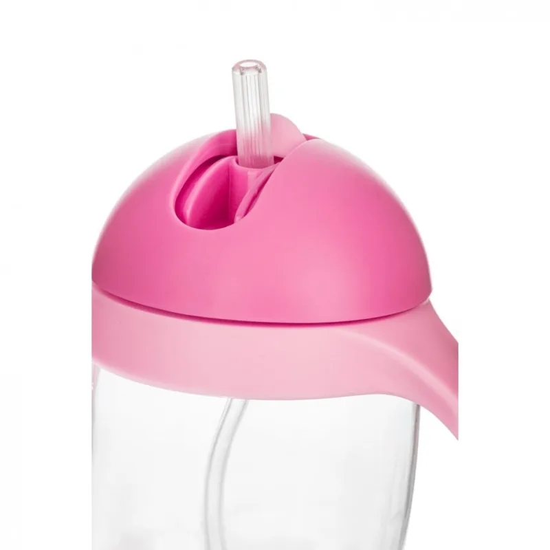 Bocioland puodelis su šiaudeliu rožinis, 300 ml, BOC0542 · 2
