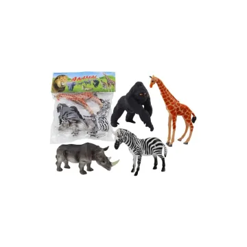 Afrikos gyvūnų figūrėlių rinkinys, žirafa, gorila, 4 vnt