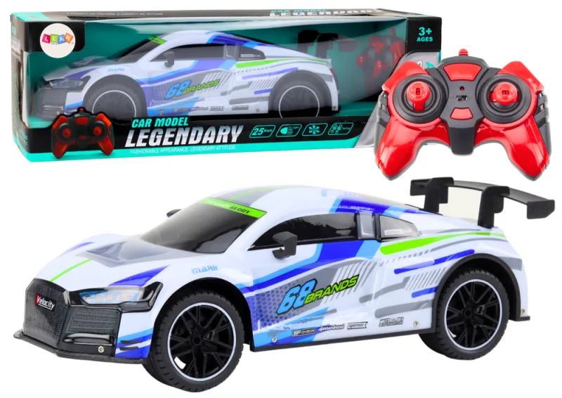 RC sportinis automobilis 1:10, 25 km/h, LED žibintai, baltas · 1