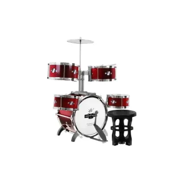 Vaikiškas 5 būgnų rinkinys (nuo 5 metų) Muzikos instrumentas: suoliukas + lėkštė + 2 lazdelės, 9 dalių rinkinys