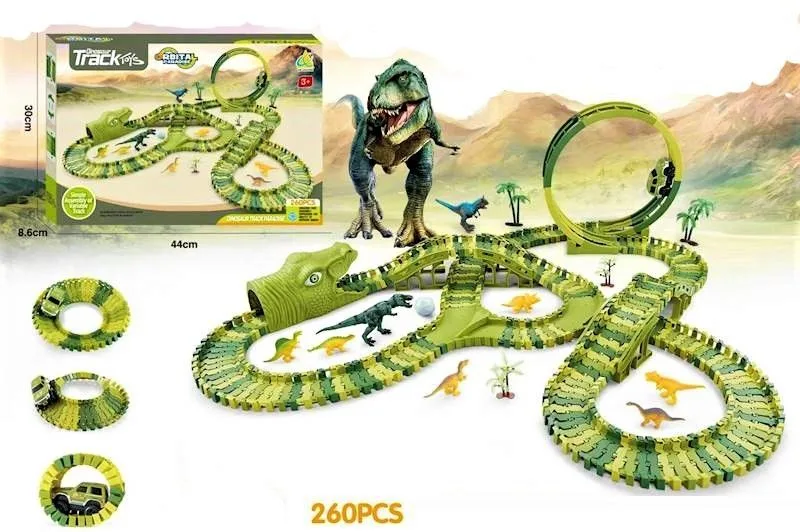 Žaislinė didelė automobilių trasa Dinozaurų parkas, 260 el. · 1