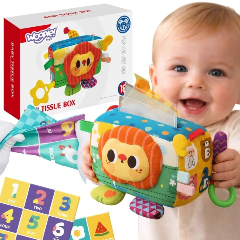 Edukacinis sensorinis žaislas WOOPIE BABY Lady Tag servetėlių dėžutė · 1
