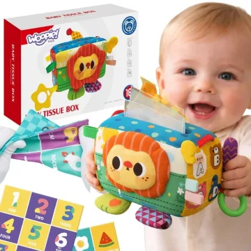 Edukacinis sensorinis žaislas WOOPIE BABY Lady Tag servetėlių dėžutė