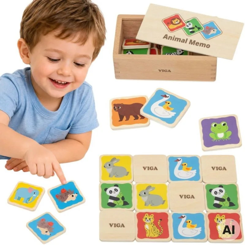 Medinis atminties žaidimas Viga Memo Animals, nuo 3 metų · 1