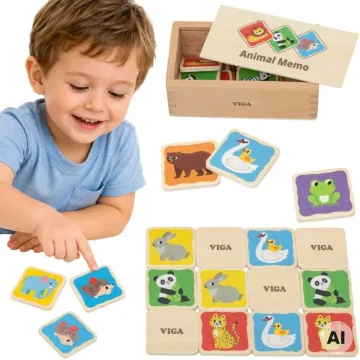 Medinis atminties žaidimas Viga Memo Animals, nuo 3 metų