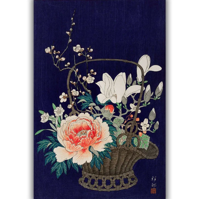 Reprodukcija „Gėlių krepšelis“, Ohara Koson