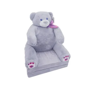 Pliušinis išskleidžiamas fotelis Meškiukas dn15-0013-sofa EUROBABY TOYS pilkas