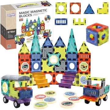 Magnetinis konstruktorius WOOPIE 3D rinkinys Pilis ir transporto priemonės, 71 el.