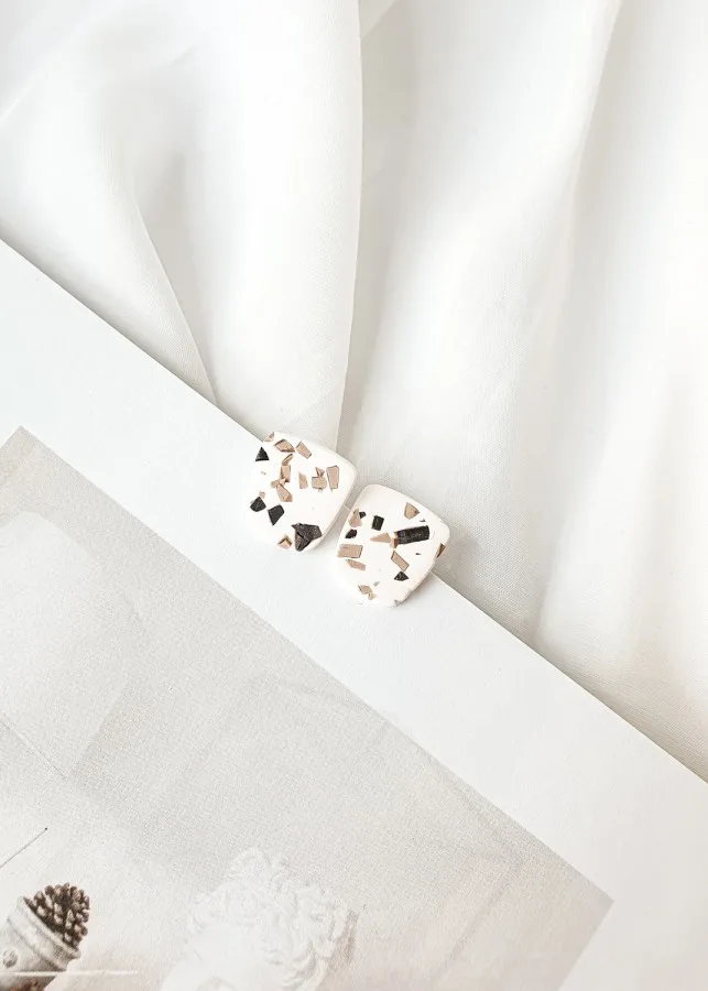 Auskarai ▪ Terrazzo_white ▪