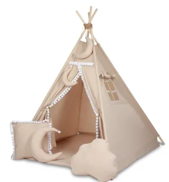 TIPI WIGWAM palapinė su kilimėliu + 5 jaukios pagalvės