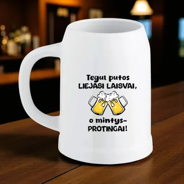 Keramikinis bokalas „Tegul putos liejasi laisvai, o mintys - protingai“