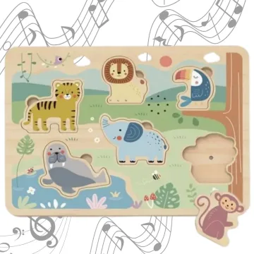 Medinė interaktyvi dėlionė TOOKY TOY Gyvūnai