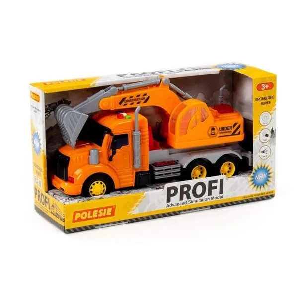 Žaislinis ekskavatorius su pavara, šviesa ir garsu, Profi, oranžinis · 3