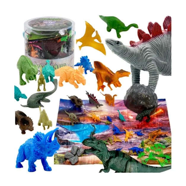 Woopie dinozaurų figūrėlių rinkinys 34 el. su augalais, uolomis, tvorele ir žaidimų kilimėliu · 1