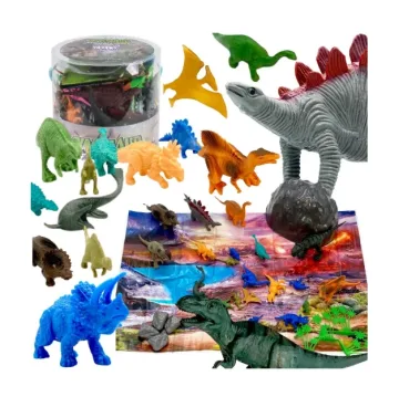 Woopie dinozaurų figūrėlių rinkinys 34 el. su augalais, uolomis, tvorele ir žaidimų kilimėliu