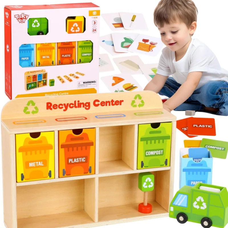 Medinis mokomasis rūšiavimo žaislas TOOKY TOY Perdirbimo centras · 1