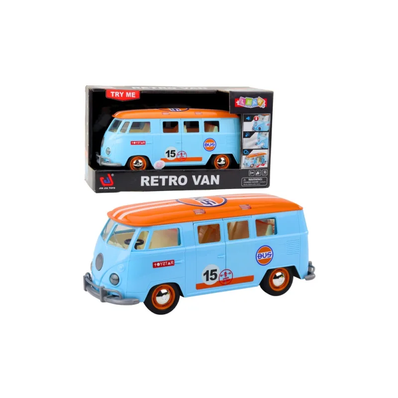 Automobilis "Retro Van" autobusas Šviesos garsai Durys atidarytos Mėlyna · 1
