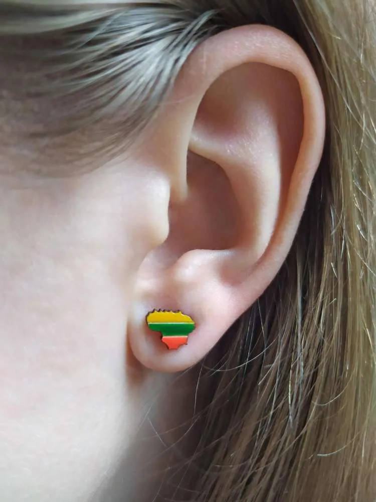 Auskarai ''Trispalvė Lietuva'' mediniai rankų darbo