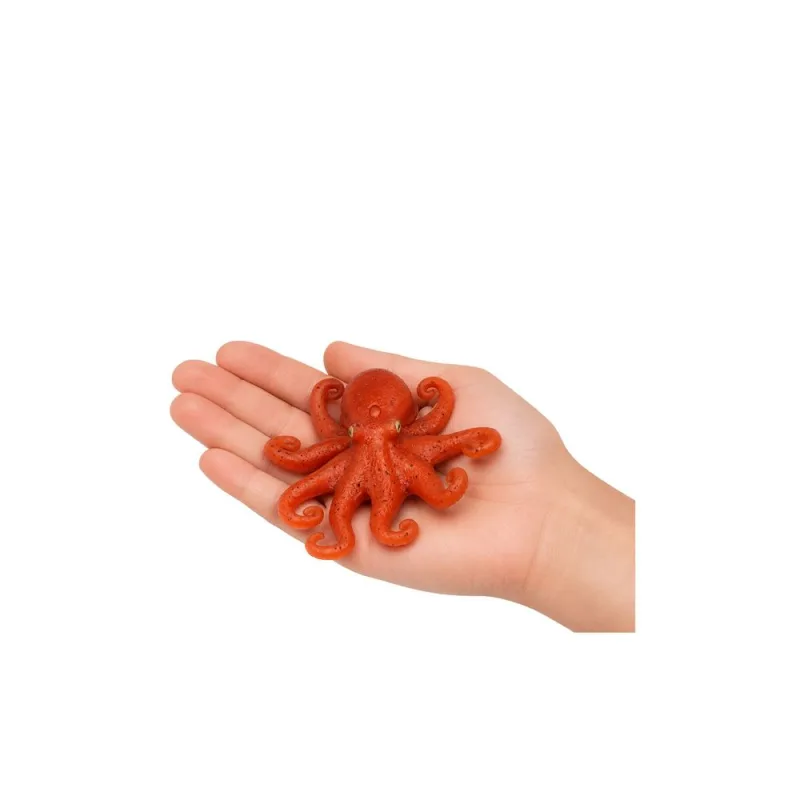 Guminė figūrėlė „Aštuonkojis“ – elastingas, realistiškas jūros gyvūnas, 14 cm · 2