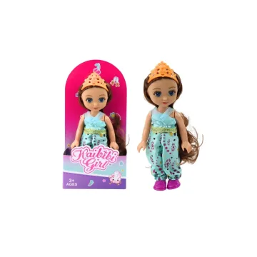 Lėlė Mini princesė su karūna dekoruota suknelė 17 cm MIX 1vnt